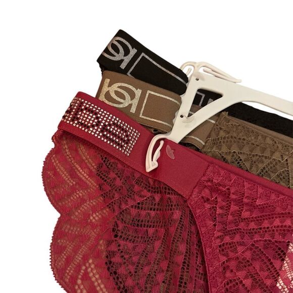 Bebe Lace and Rhinestone Embellished Lingerie Set - Picture 3 of 5